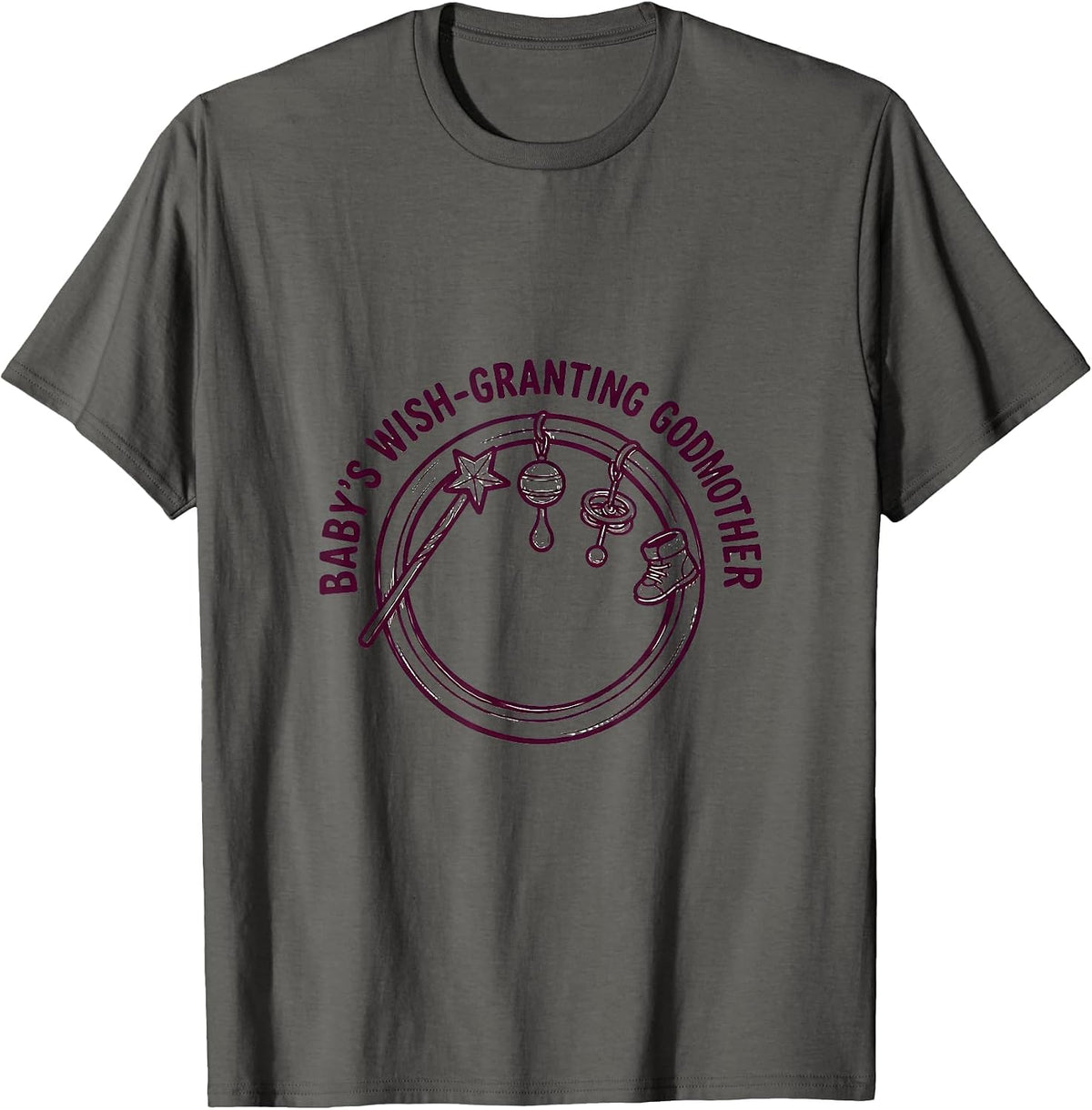 Baby's Wish-Granting Godmother Minimalist Fairy Godmother T-Shirt - Asphalt Grey