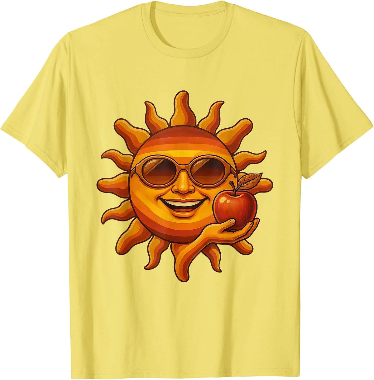Men's 5th Grade Teacher Sun Apple Graphic T-Shirt - Lemon Yellow