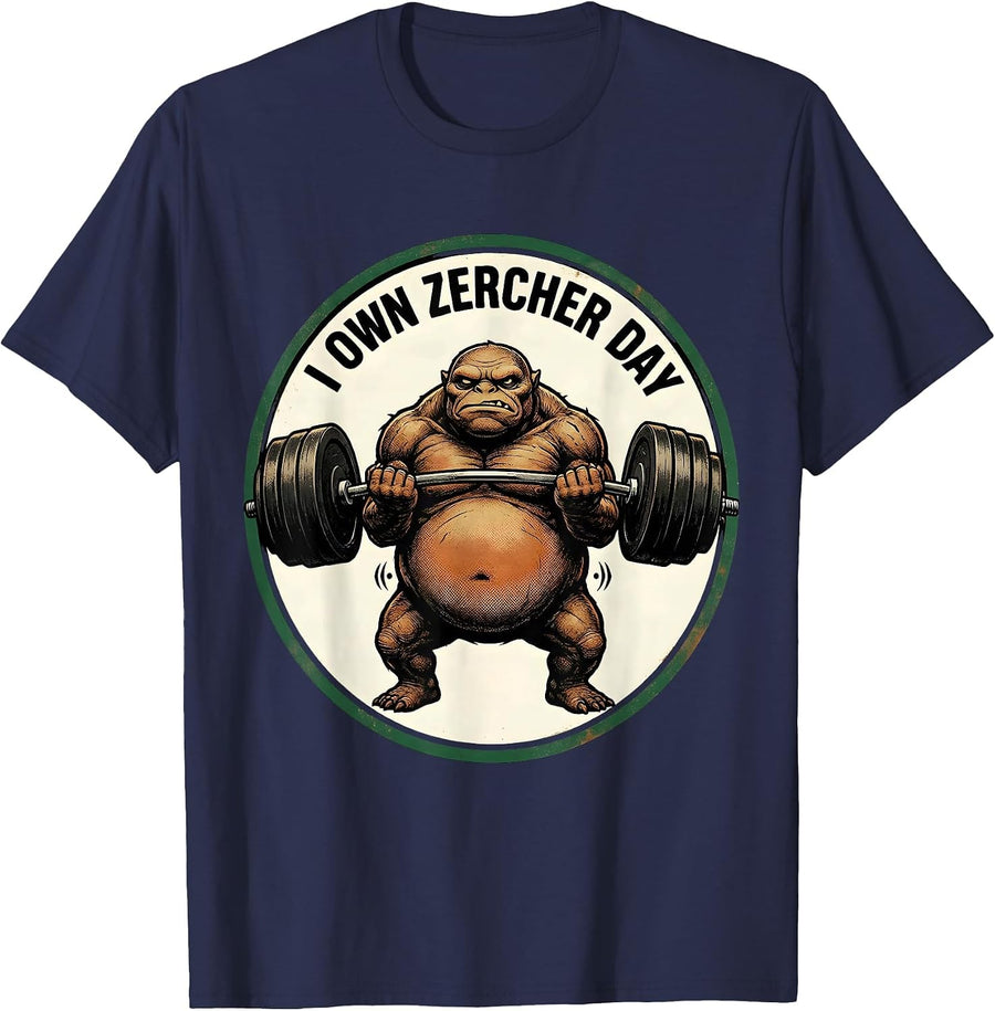 I Own Zercher Day Vintage Funny Gym Workout Weightlifting T-Shirt - Navy Blue