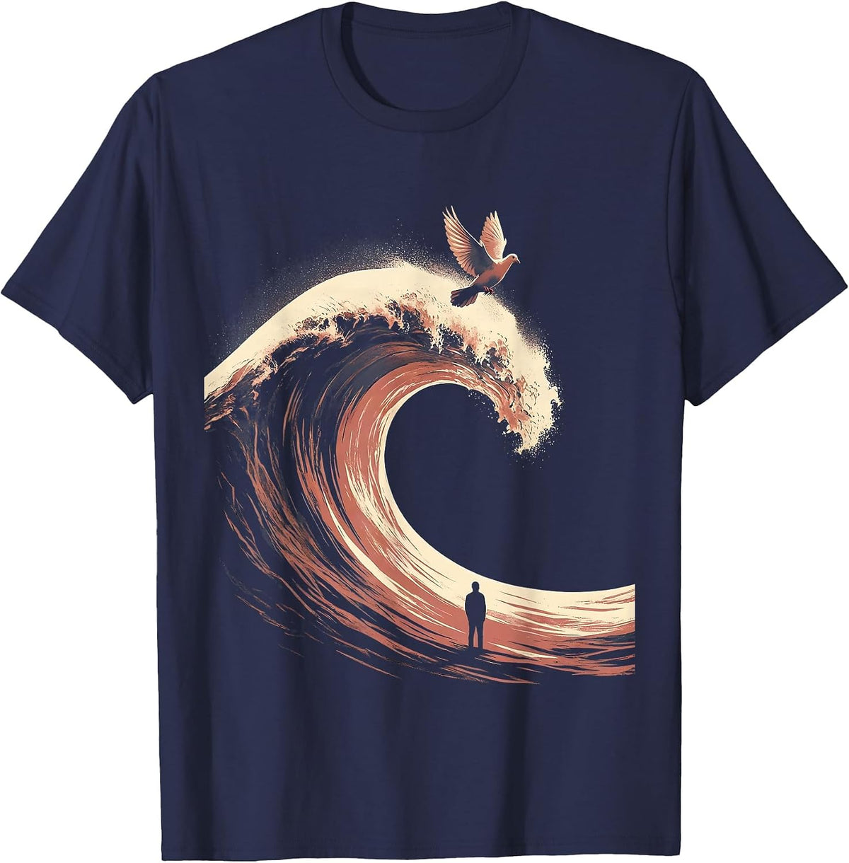 Men's Lone Figure Wave Mental Health Awareness Graphic T-Shirt - Navy Blue