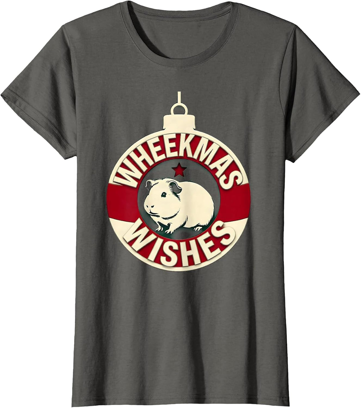 Women's Wheekmas Wishes Funny Guinea Pig Christmas Pet Lover Holiday T-Shirt - Asphalt Grey