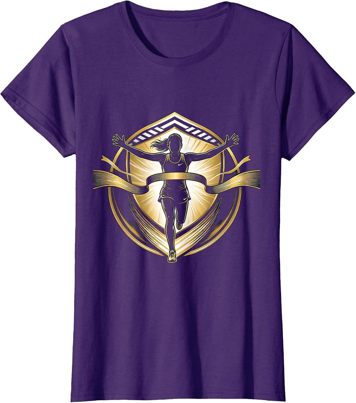 Women's Sprinter Breaking the Finish Line Graphic Tee T-Shirt - Purple