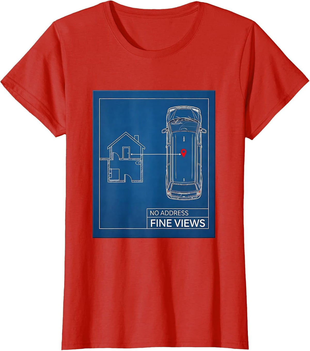 No Address Fine Views Retro Vintage Van Life Nomads T-Shirt - Red