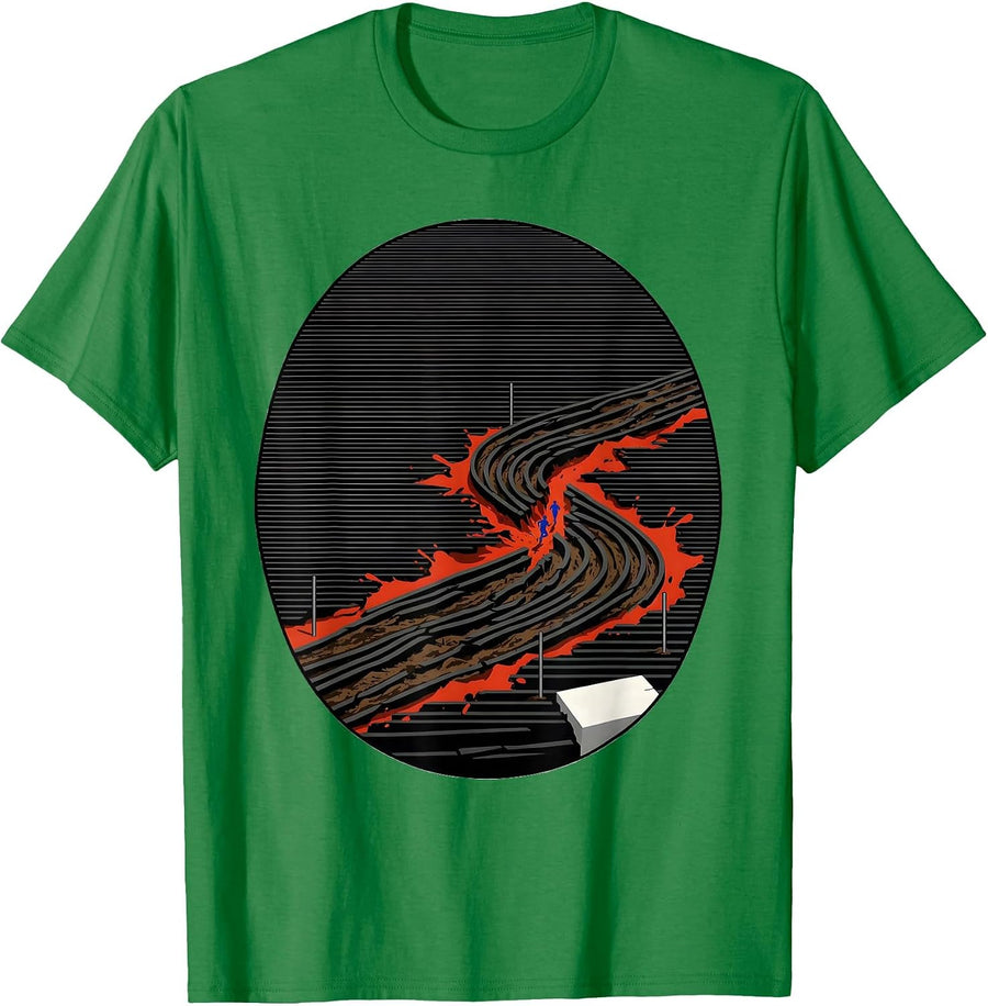 Men's Oversized Compact Stripe Cross Country Runner Humor T-Shirt - Kelly Green