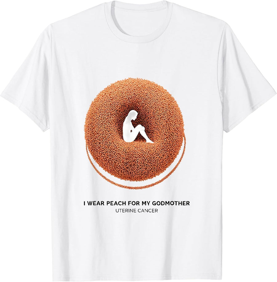 Men's I Wear Peach For My Godmother, Uterine Cancer Supporter T-Shirt - White