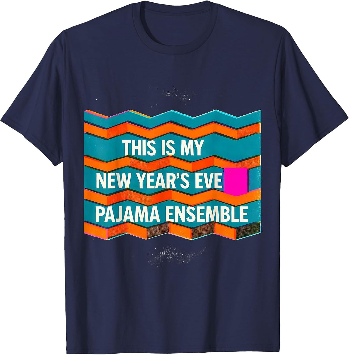 Men's This Is My New Year's Eve Pajama Ensemble Risograph T-Shirt - Navy Blue