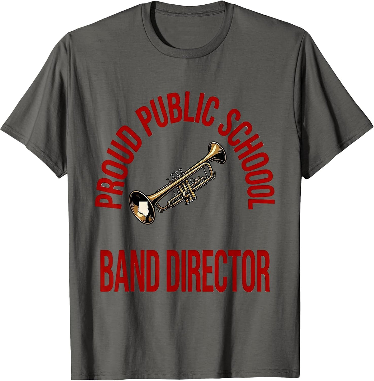 Men's Proud Public School Band Director Red For Ed Teacher T-Shirt - Asphalt Grey