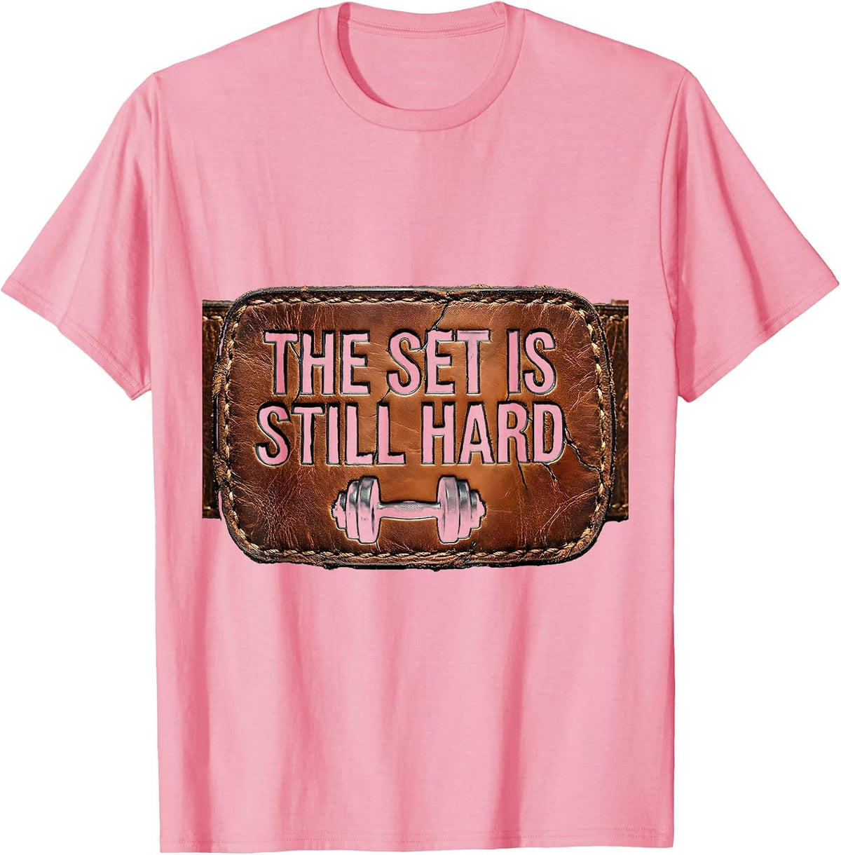 Men's The Set Is Still Hard Distressed Gym Workout Weightlifting T-Shirt - Pink