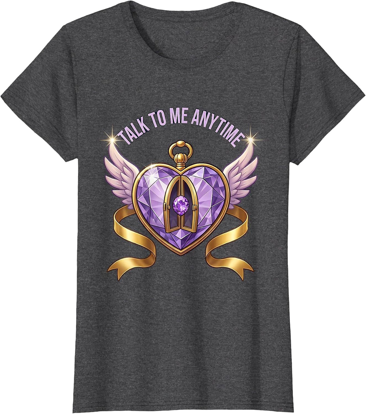 Women's Talk To Me Anytime School Counselor Design T-Shirt - Dark Heather Grey