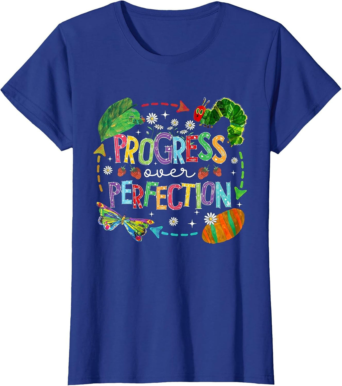 Progress Over Perfection Back to School Tee T-Shirt - Royal Blue