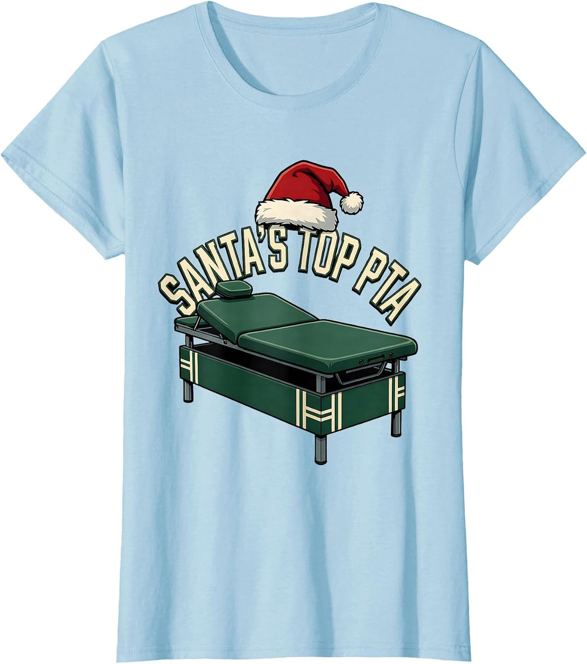 Santa's Top PTA Sports Physical Therapy Christmas Humor T-Shirt - Baby Blue