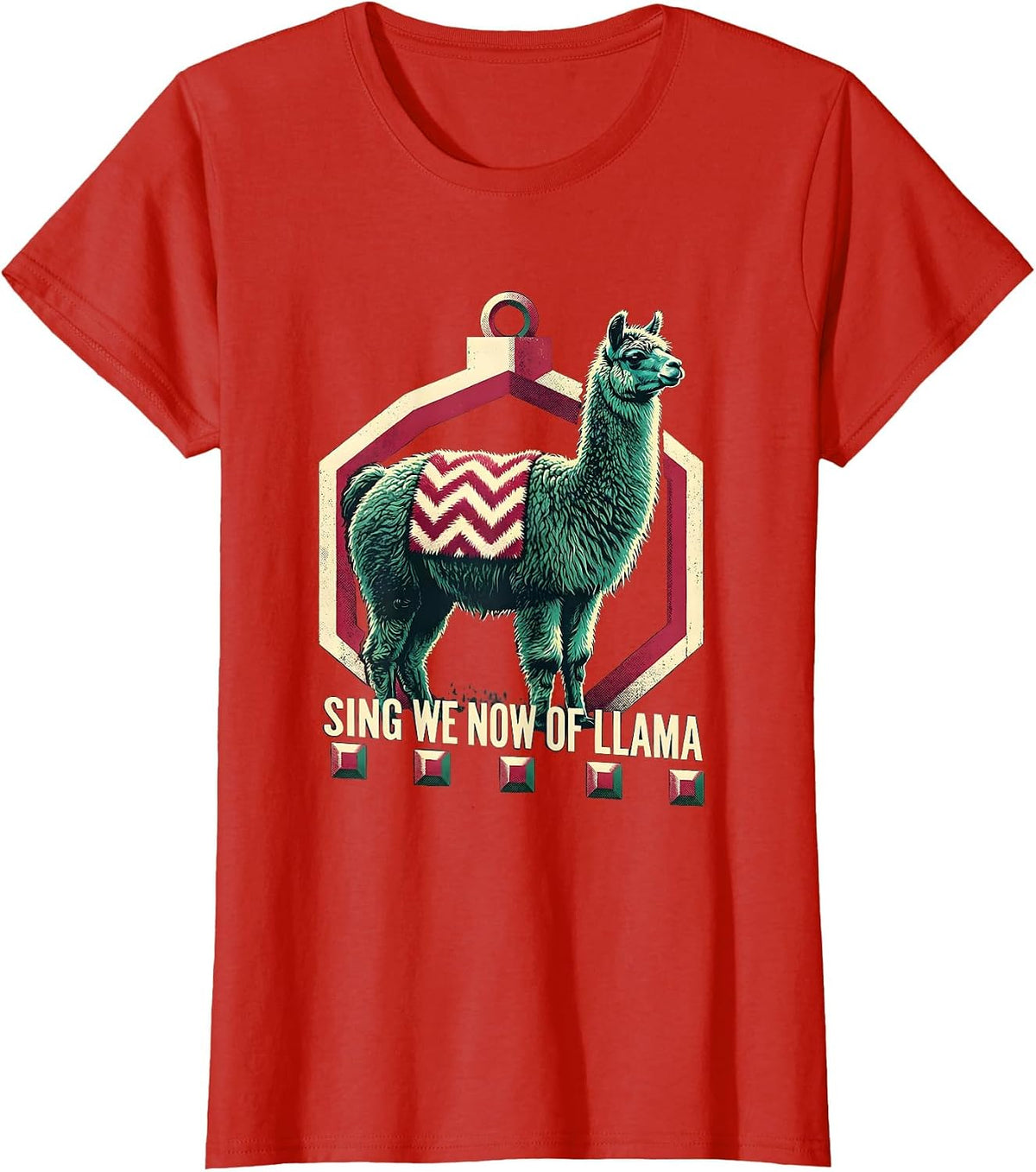 Sing We Now of Llama Funny Christmas Llama Lover Gift T-Shirt - Red