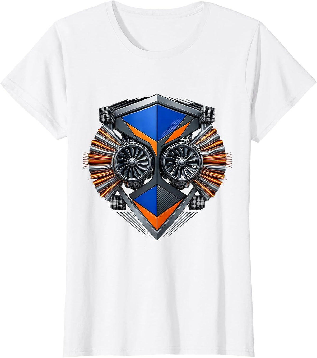 Twin Turbo Heat Shimmer Graphic Design T-Shirt - White
