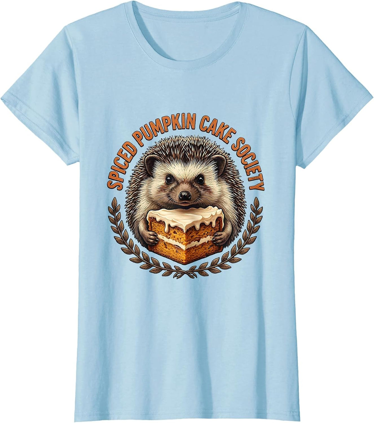 Spiced Pumpkin Cake Society Vintage Hedgehog Cozy Fall T-Shirt - Baby Blue