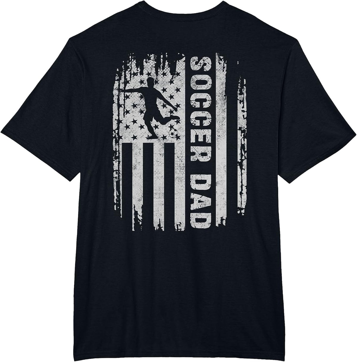 Soccer Dad American Flag USA On Back Father Soccer Daddy T-Shirt - Black