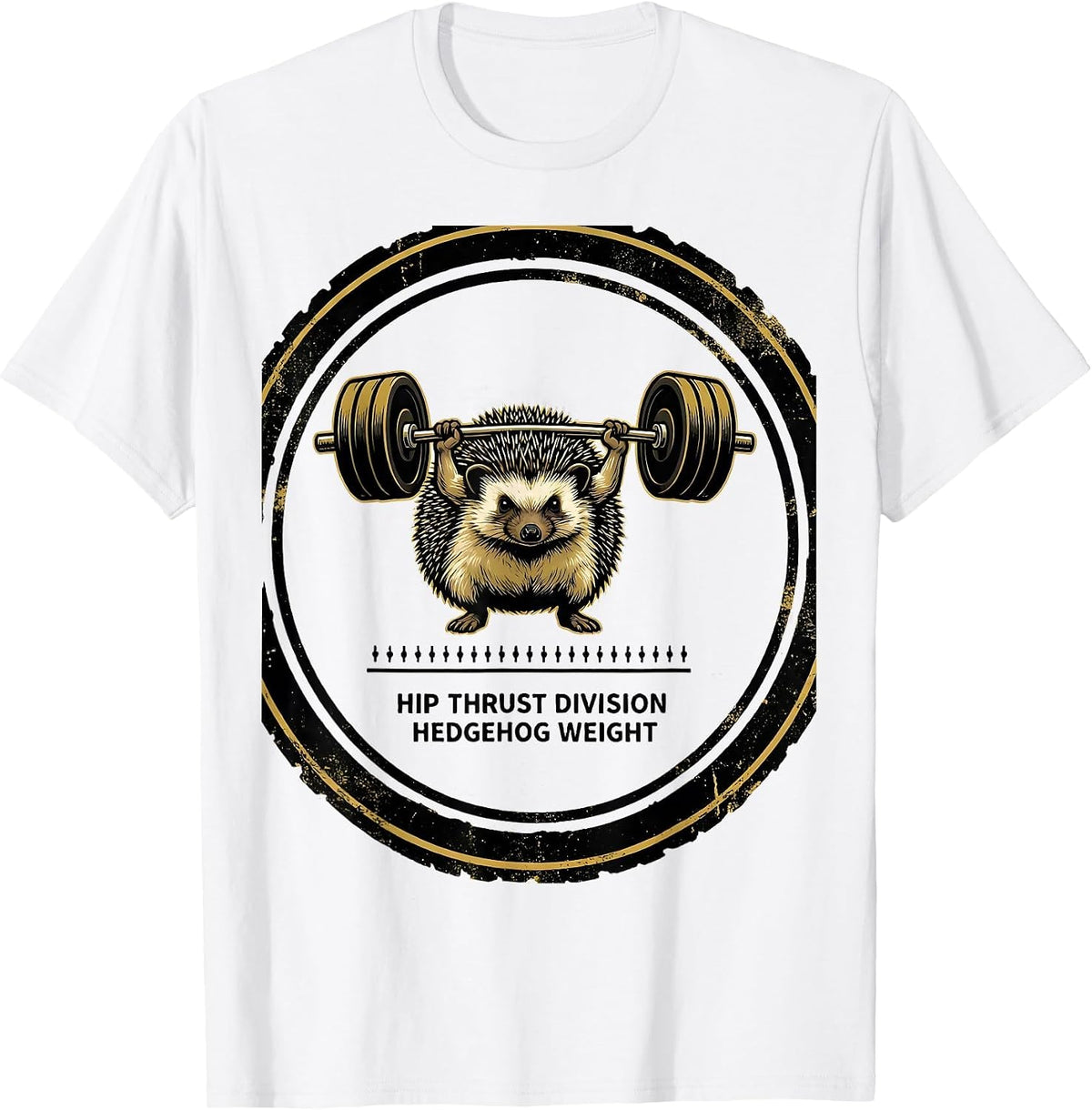 Men's Hip Thrust Division: Hedgehog Weight Funny Gym Workout Meme T-Shirt - White