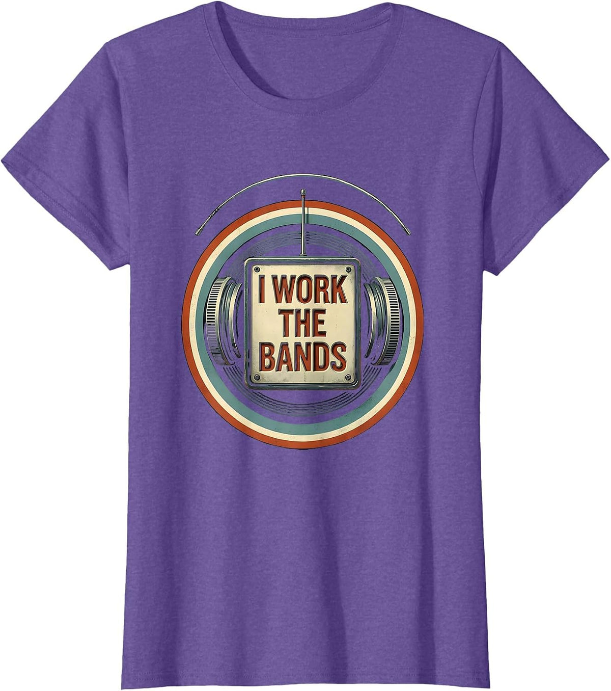Women's I Work The Bands Funny Ham Radio Operator Hobby Humor T-Shirt - Purple Heather
