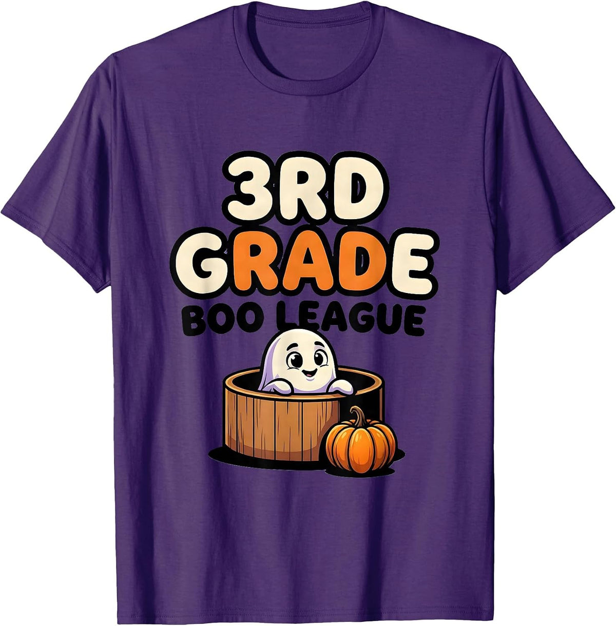 3rd Grade Boo League Cute Cartoon Halloween Teacher T-Shirt - Purple