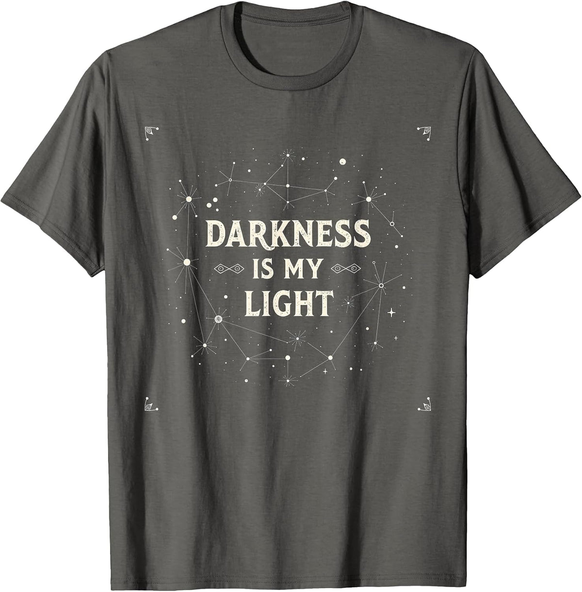 Mens Gothic Graphic Tees Darkness is My Light Emo Gothic Design T-Shirt - Asphalt Grey