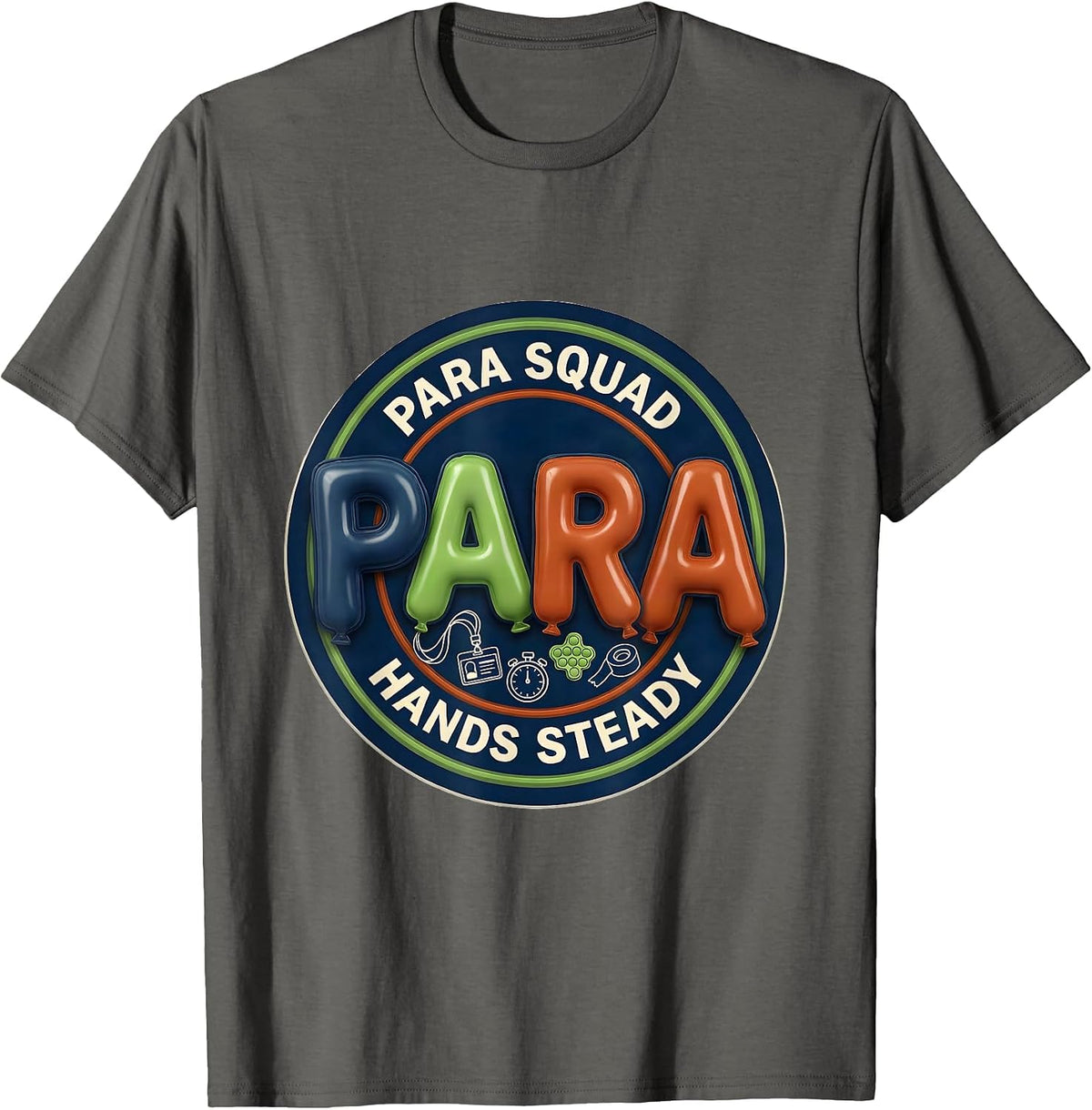 Men's Para Squad Hands Steady Paraprofessional Back To School T-Shirt - Asphalt Grey