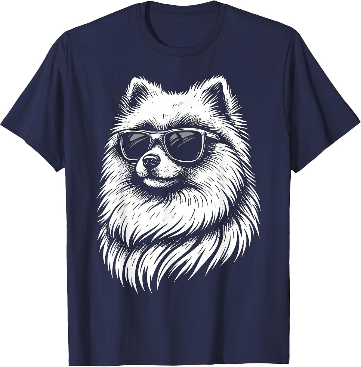 Pomeranian Sunglasses T-Shirt - Navy Blue
