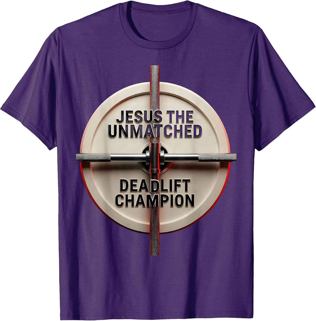 Men's Jesus The Unmatched Deadlift Champion Geometric Christian T-Shirt - Purple