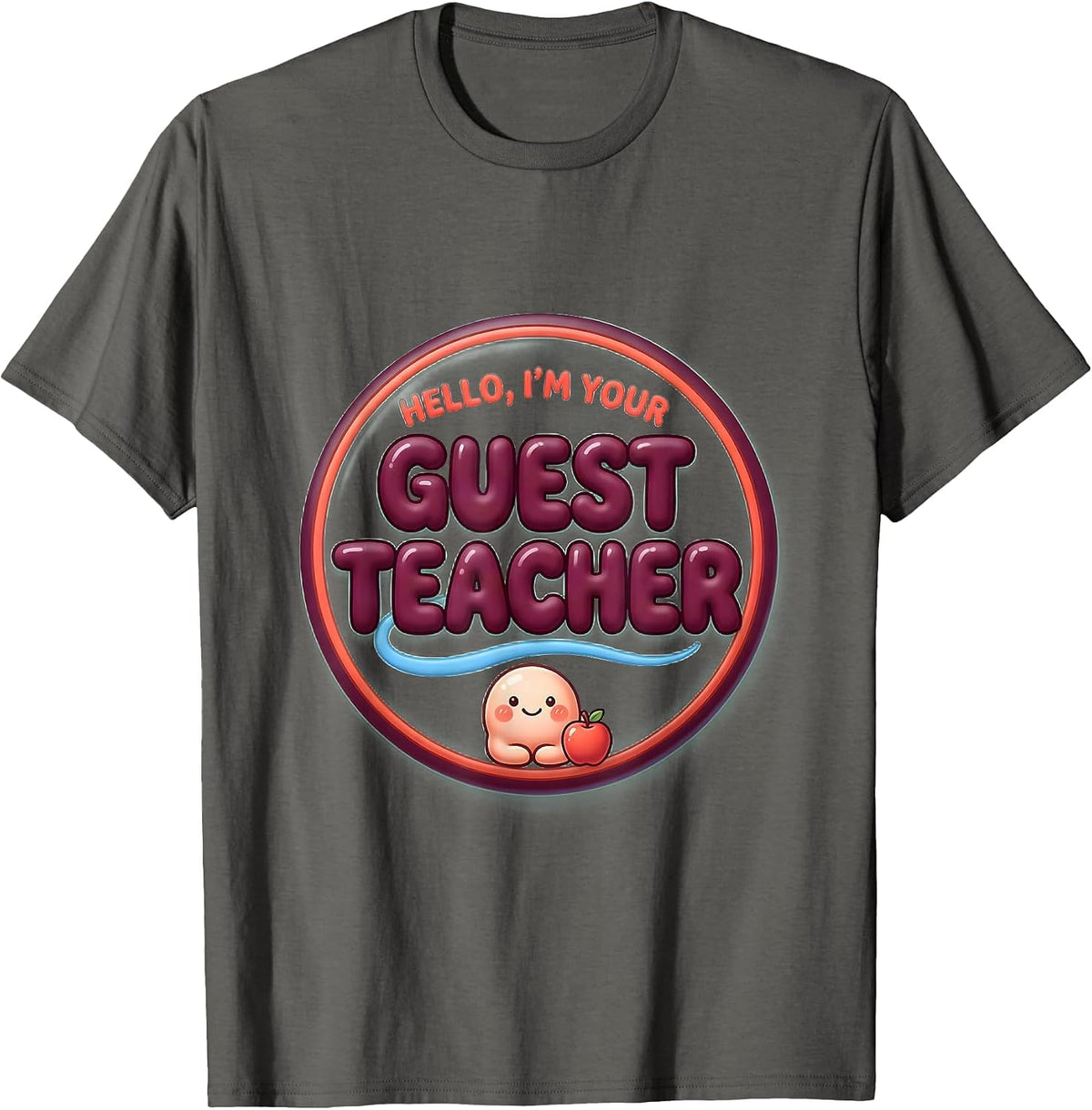 Hello, I'm Your Guest Teacher Cute Kawaii Substitute Teacher T-Shirt - Asphalt Grey