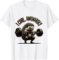 Men's I Curl, Awkwardly Funny Gym Workout Weightlifting Humor T-Shirt - White