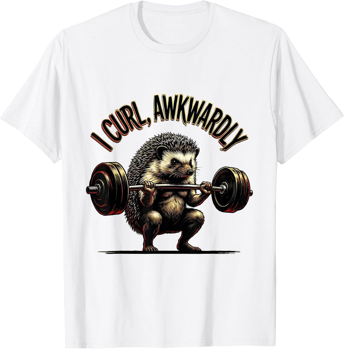 Men's I Curl, Awkwardly Funny Gym Workout Weightlifting Humor T-Shirt - White