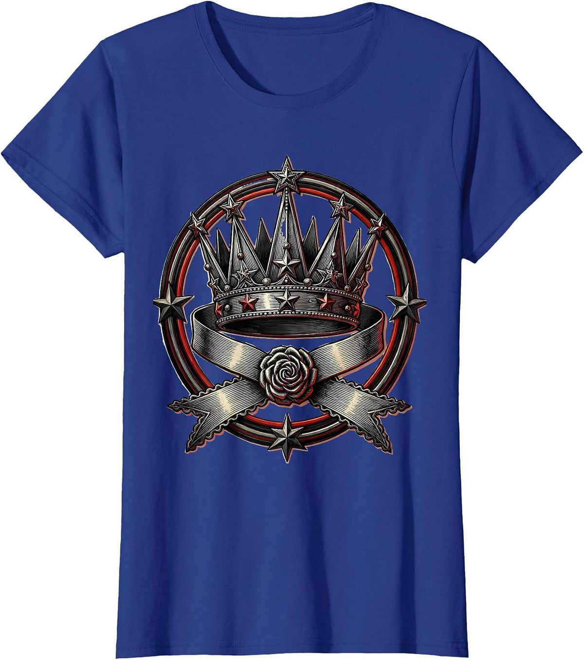 Women's Cowgirl Rodeo Queen Crown and Sash Illustration T-Shirt - Royal Blue