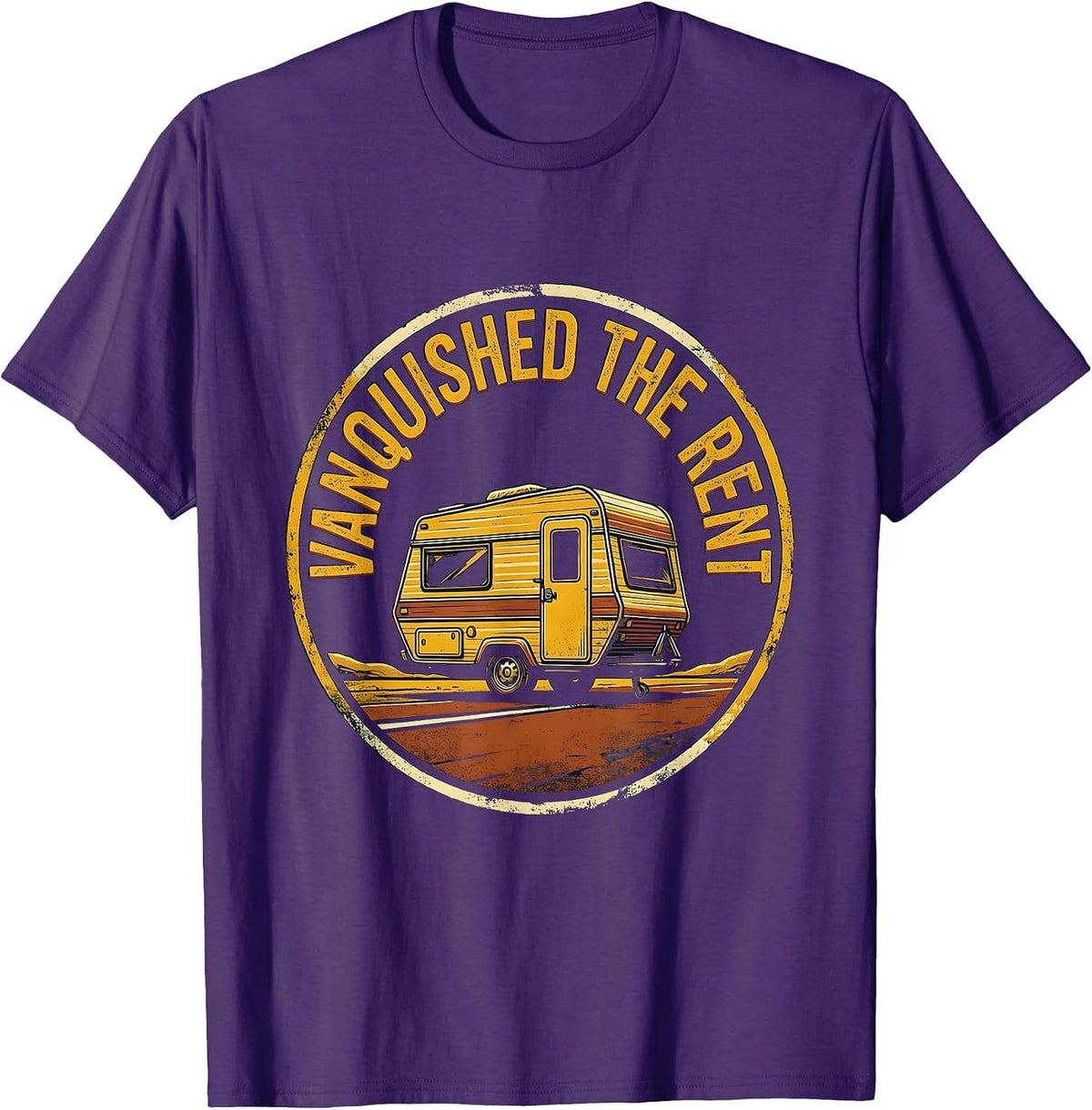Men's Vanquished The Rent Vintage Van Life Camper Nomad Pride T-Shirt - Purple