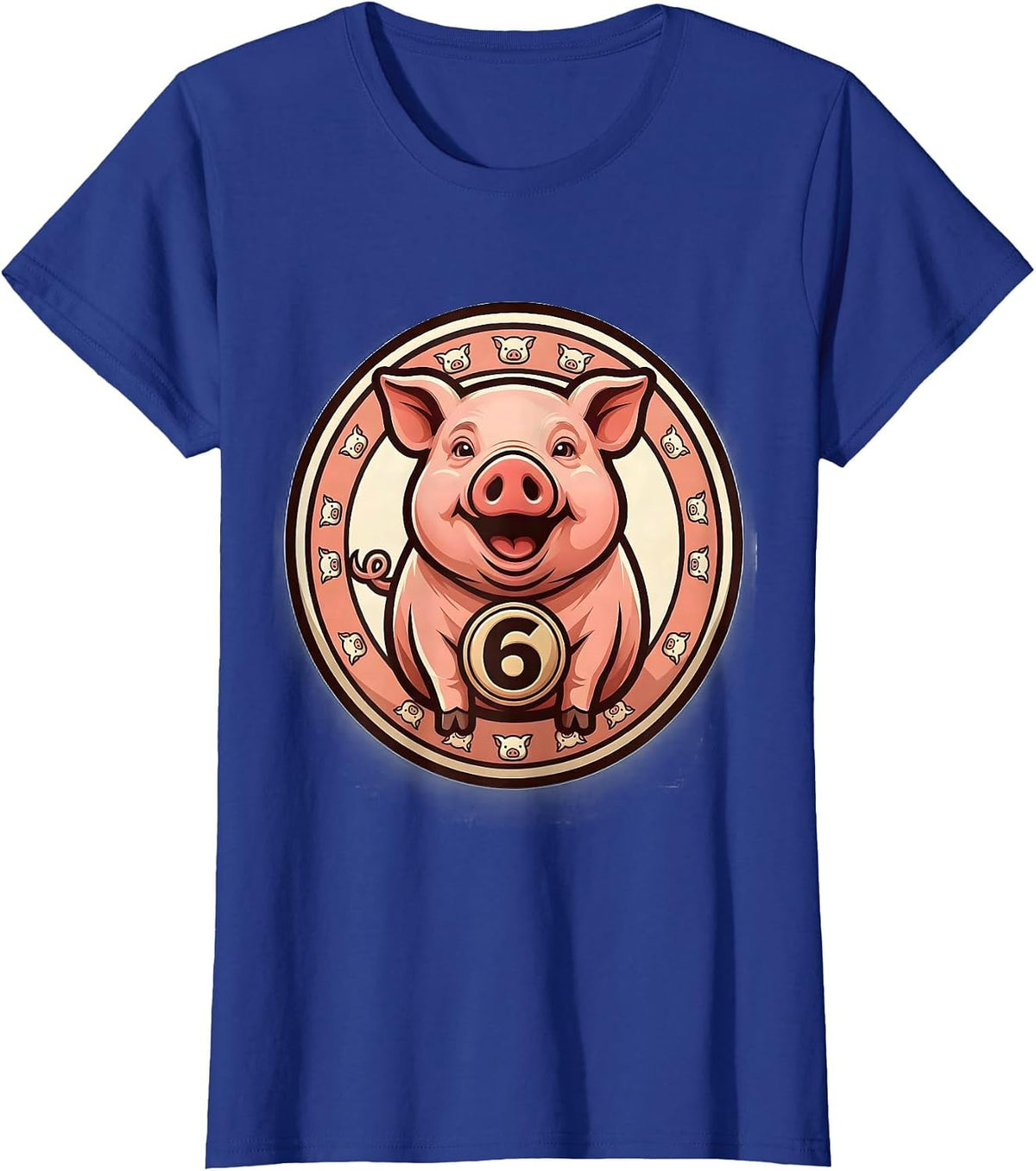 Women's 6 Funny Piglet Costume Pig Lover Halloween Party T-Shirt - Royal Blue