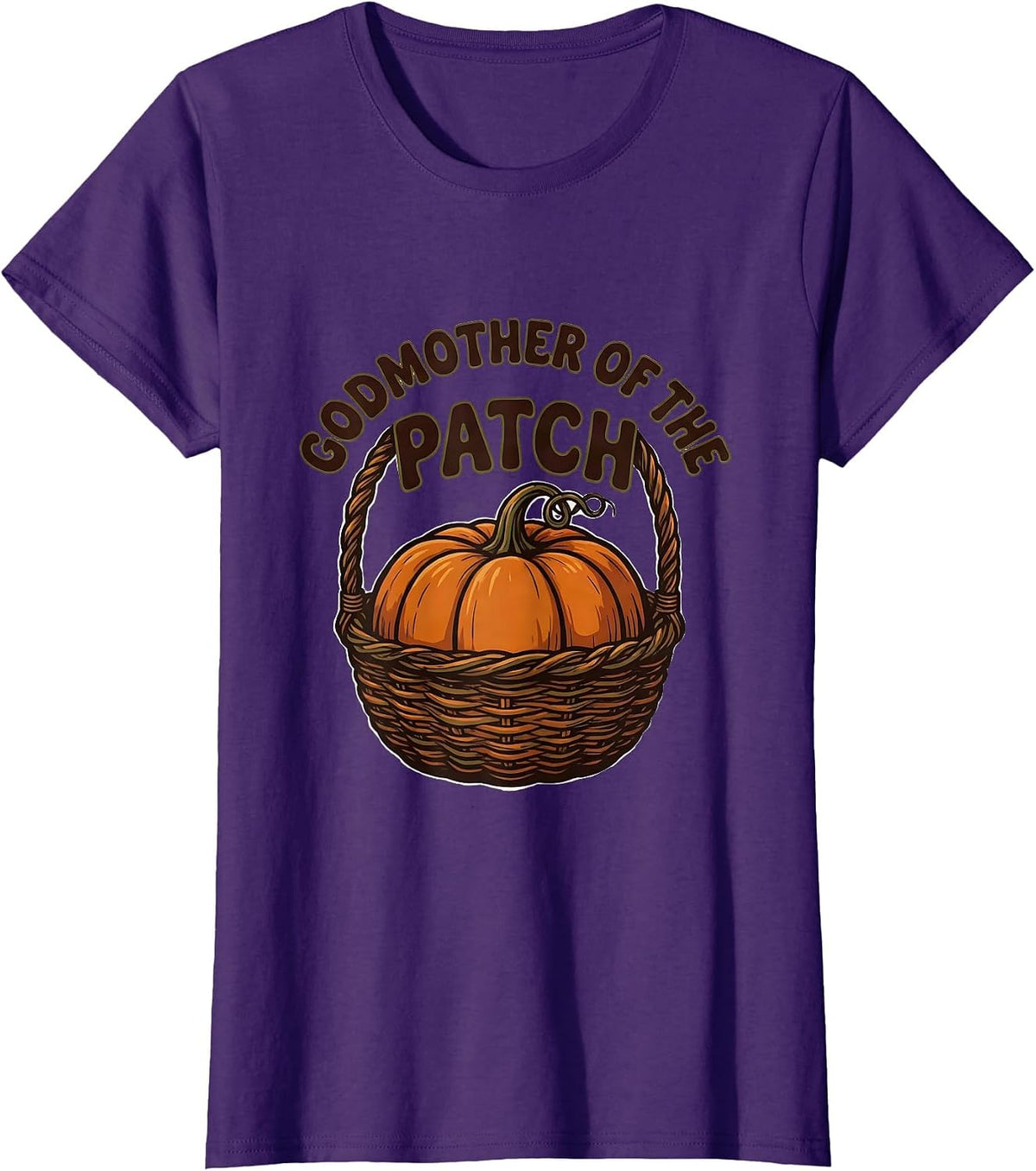 Women's Godmother of the Patch Flat Autumn Halloween Family Matching T-Shirt - Purple