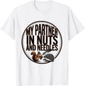 Men's My Partner In Nuts And Needles Funny Squirrel Hedgehog T-Shirt - White
