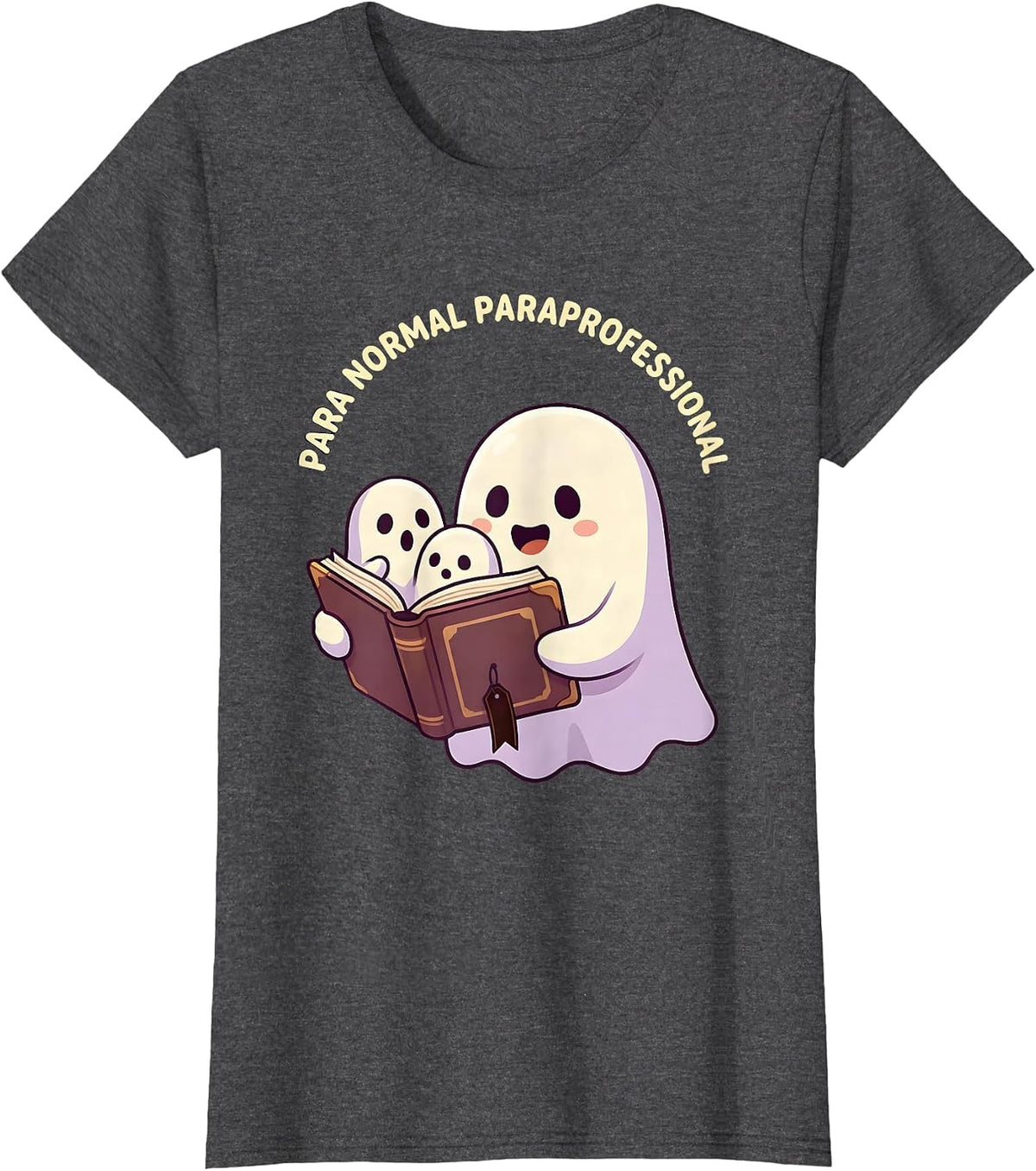 Women's Para Normal Paraprofessional Cute Kawaii Ghost Halloween T-Shirt - Dark Heather Grey