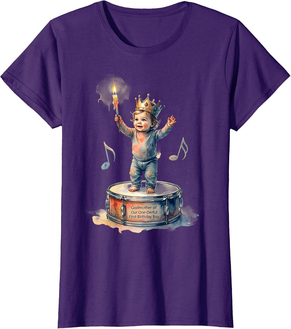 Women's Godmother of Our One-Derful First Birthday Boy Family T-Shirt - Purple