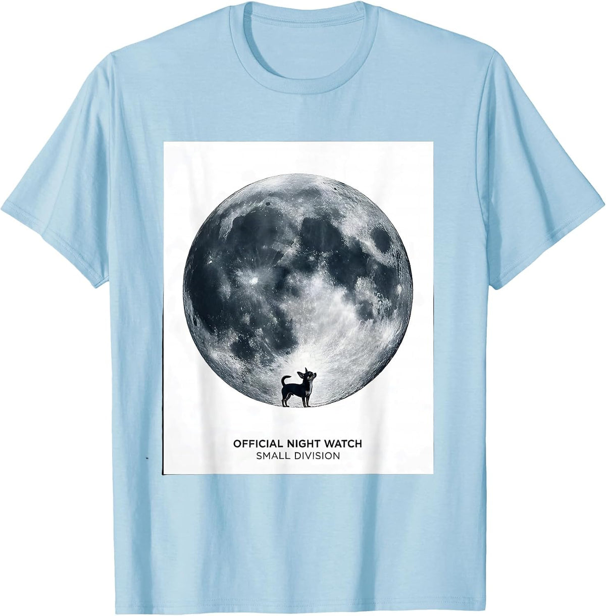 Men's Official Night Watch Small Division Chihuahua Howling T-Shirt - Baby Blue