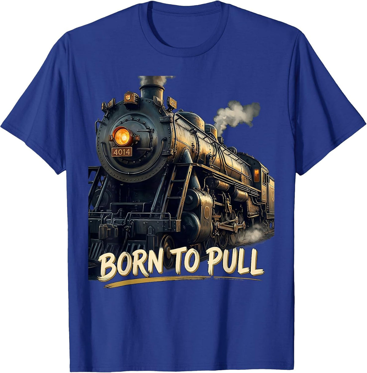 Born To Pull Vintage Steam Locomotive Railroad Enthusiast T-Shirt - Royal Blue