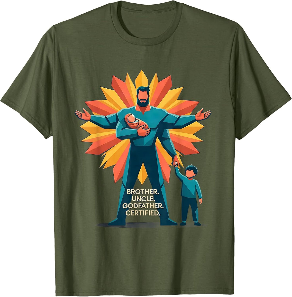 Men's Brother Uncle Godfather Certified Cool Uncle Family Pride T-Shirt - Olive Green