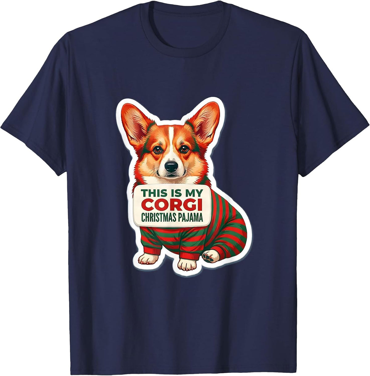 Men's This Is My Corgi Christmas Pajama Funny Dog Lover Ugly T-Shirt - Navy Blue