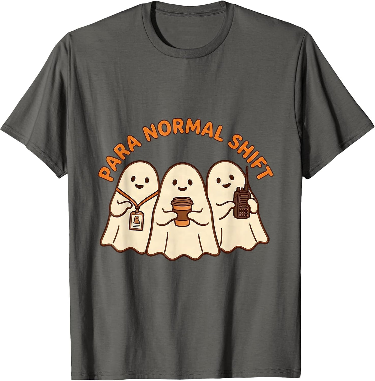 Para Normal Shift Cute Ghost SPED Paraprofessional Halloween T-Shirt - Asphalt Grey