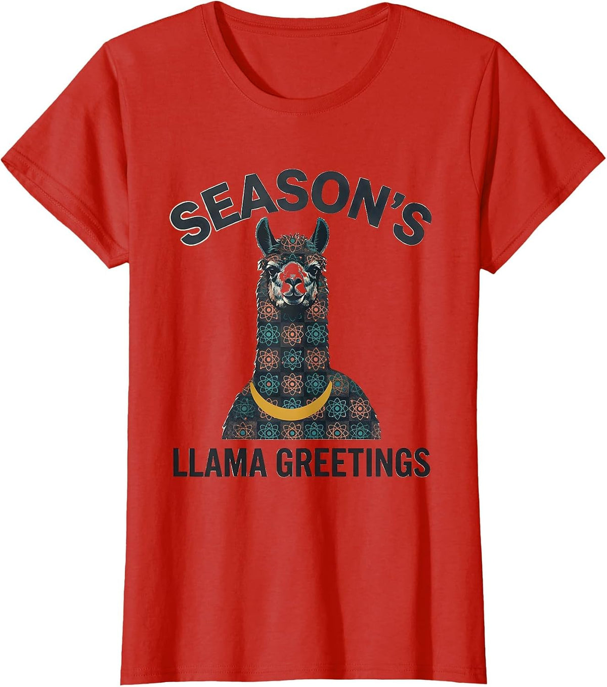 Season's Llama Greetings Funny Christmas Llama Lover Gift T-Shirt - Red