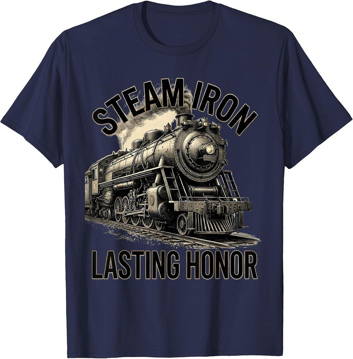 Steam Iron Lasting Honor Big Boy 4014 Steam Locomotive Train T-Shirt - Navy Blue