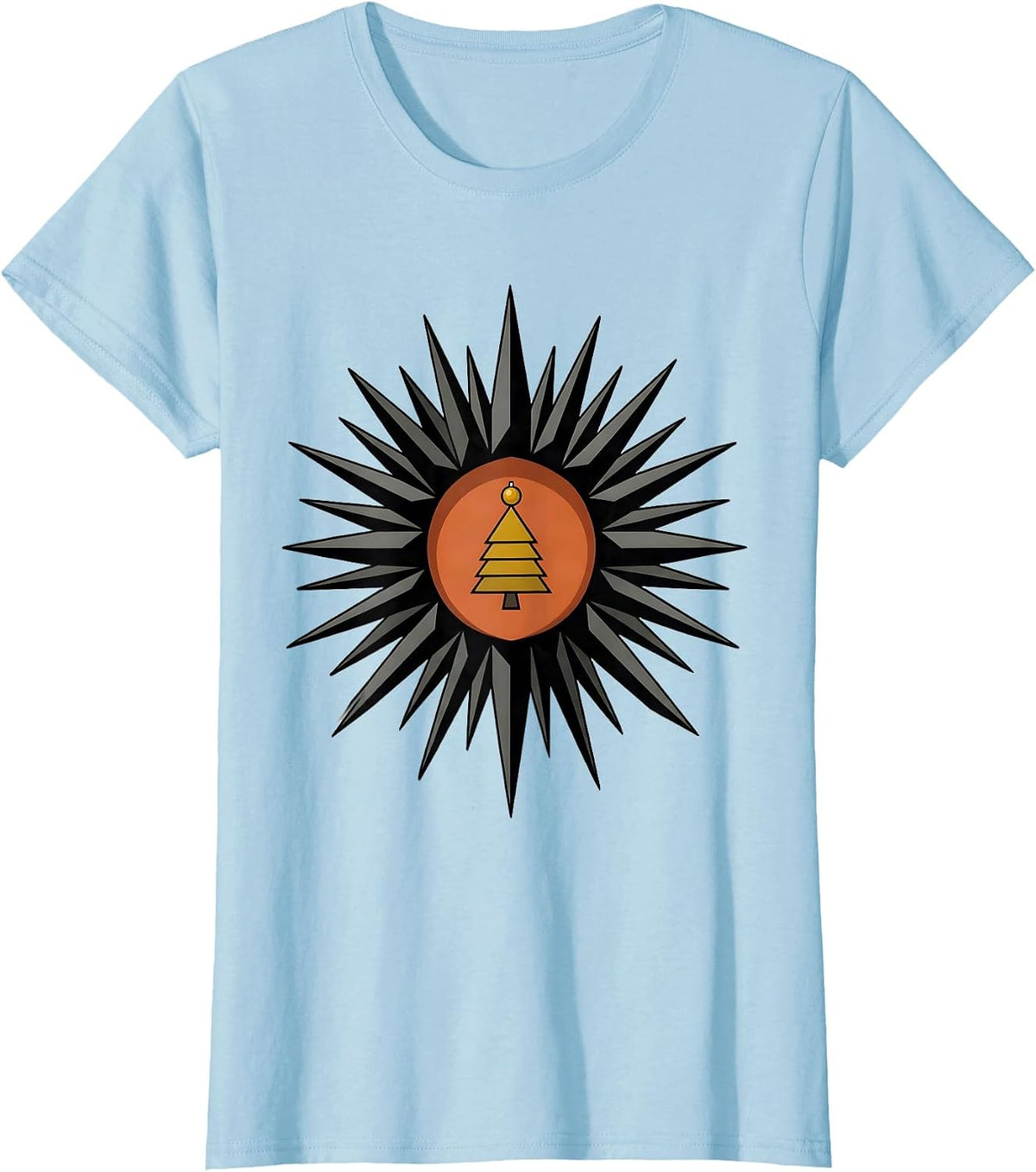 Women's Starburst Hedgehog Warm Nest Cute Christmas Animal Lover T-Shirt - Baby Blue