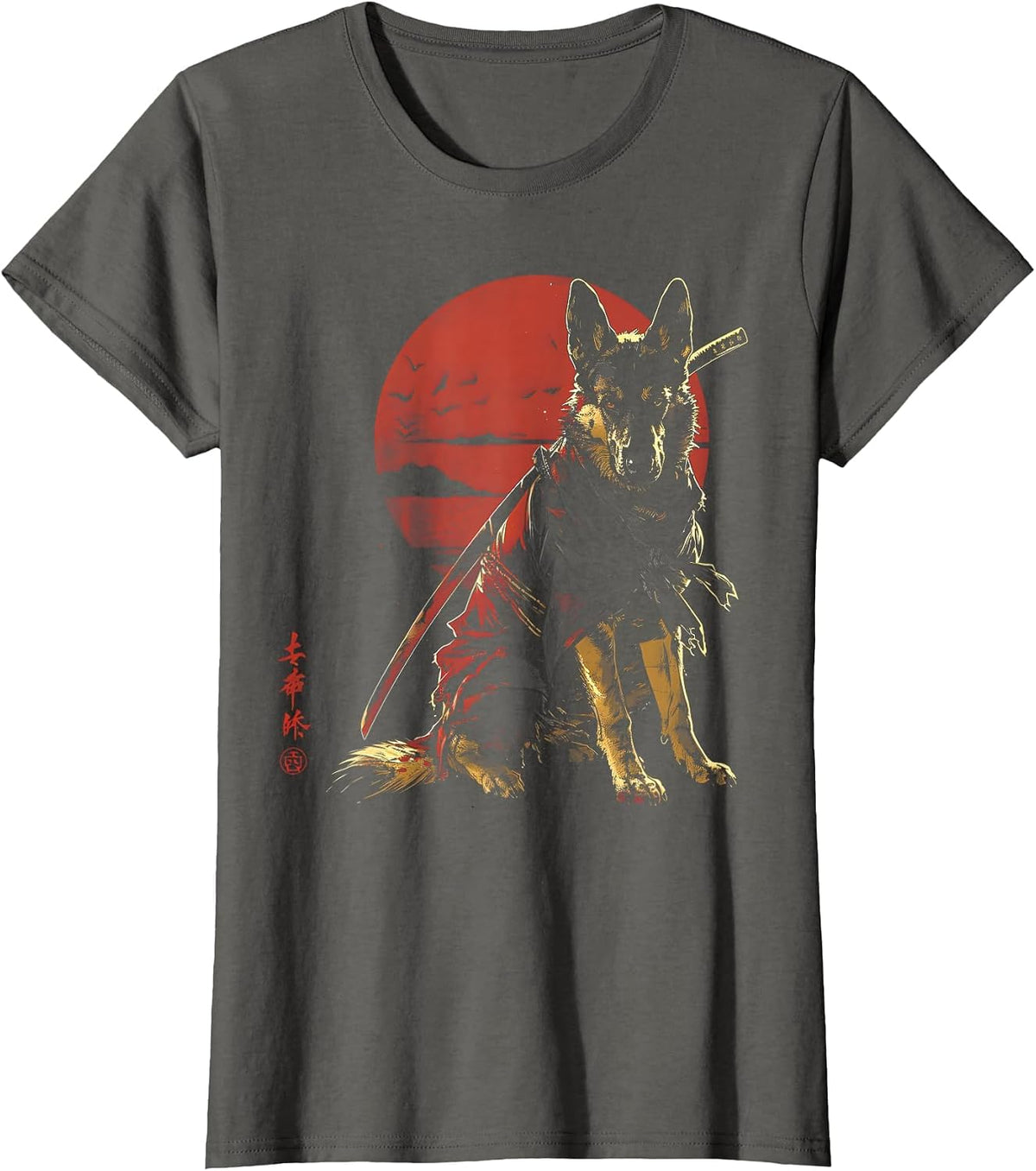 German Shepherd Dad Cute Japanese Anime Stuff Samurai Ninja T-Shirt - Asphalt Grey