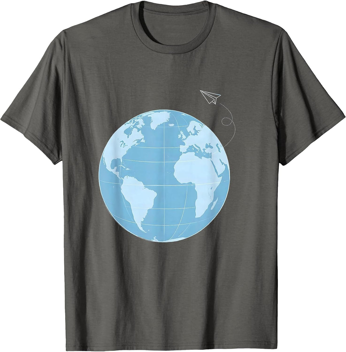 4th Grade Teacher Globe Airplane Graphic T-Shirt - Asphalt Grey