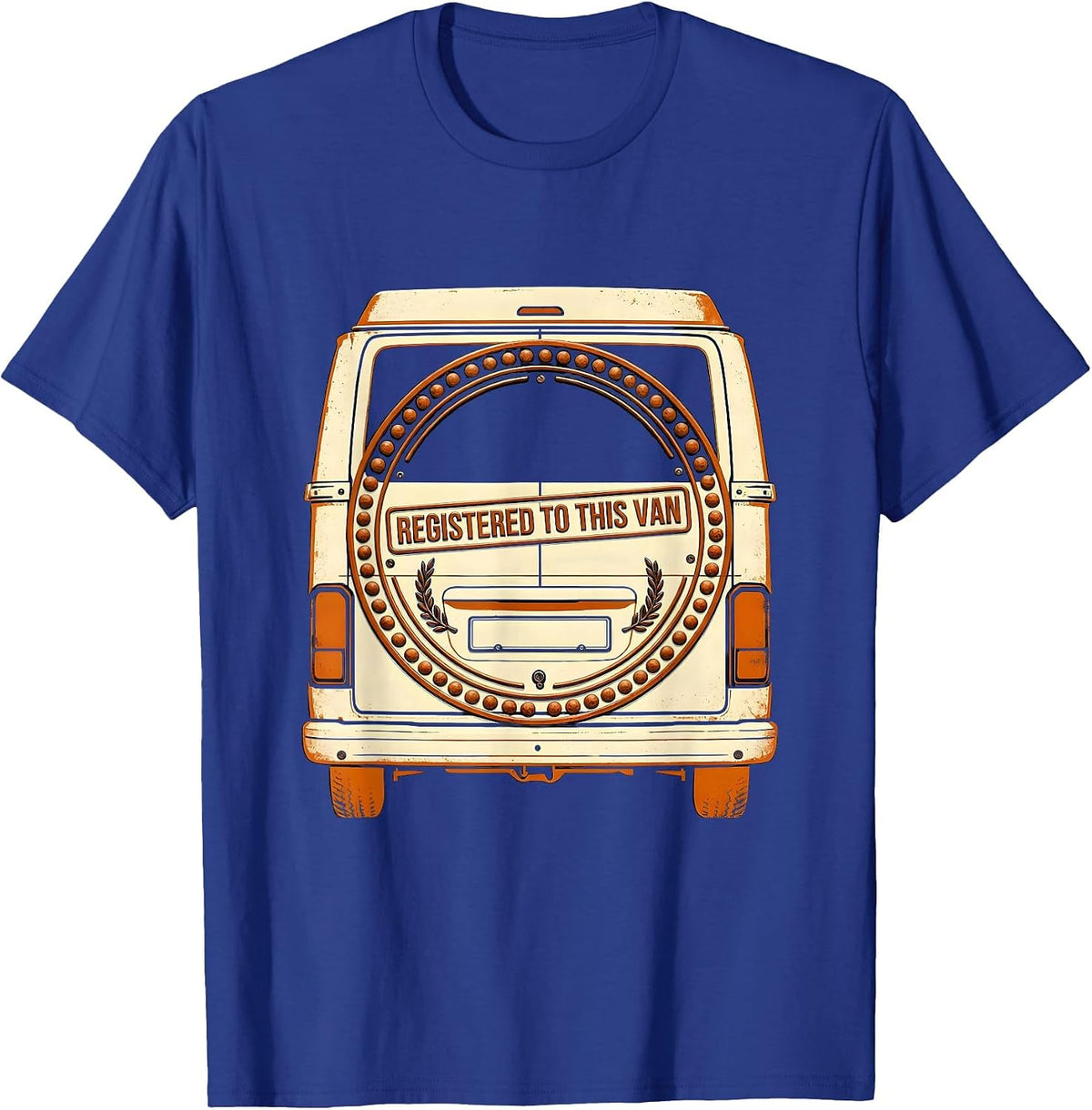 Registered To This Van Vintage Van Life Emblem Road Trip T-Shirt - Royal Blue
