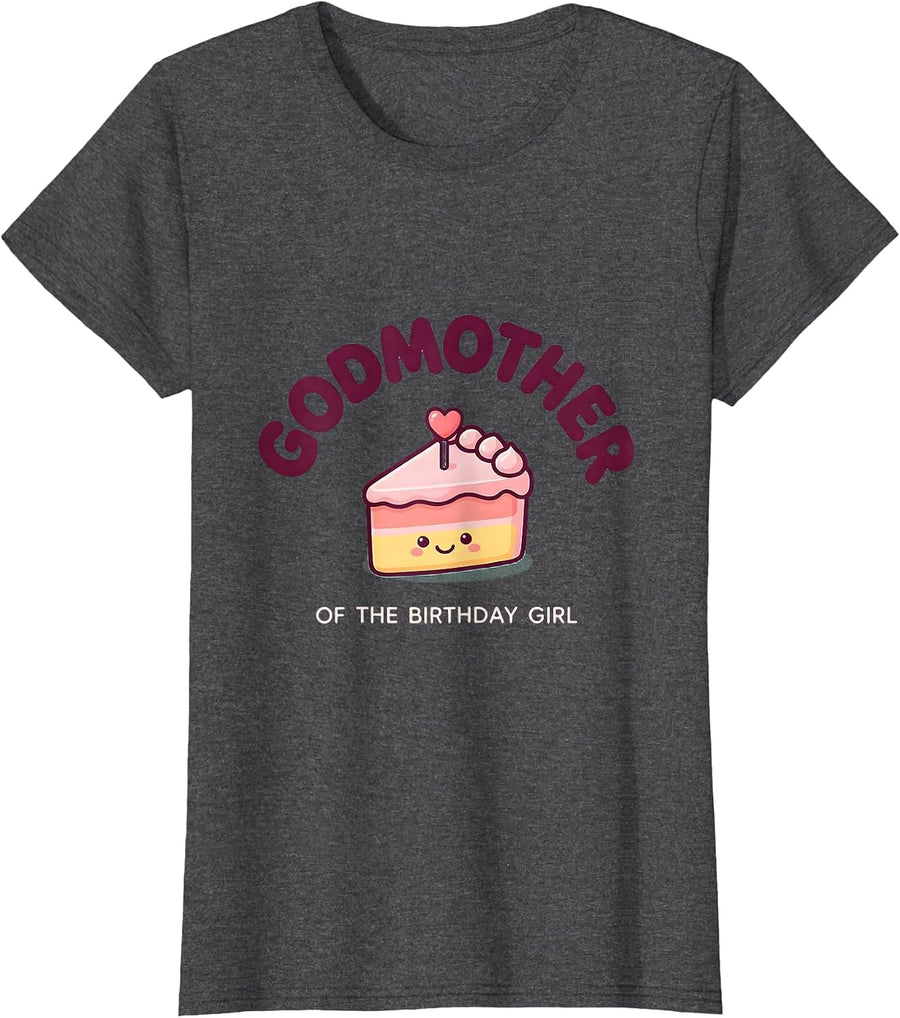 Women's Godmother Of The Birthday Girl Cute Kawaii Family Matching T-Shirt - Dark Heather Grey