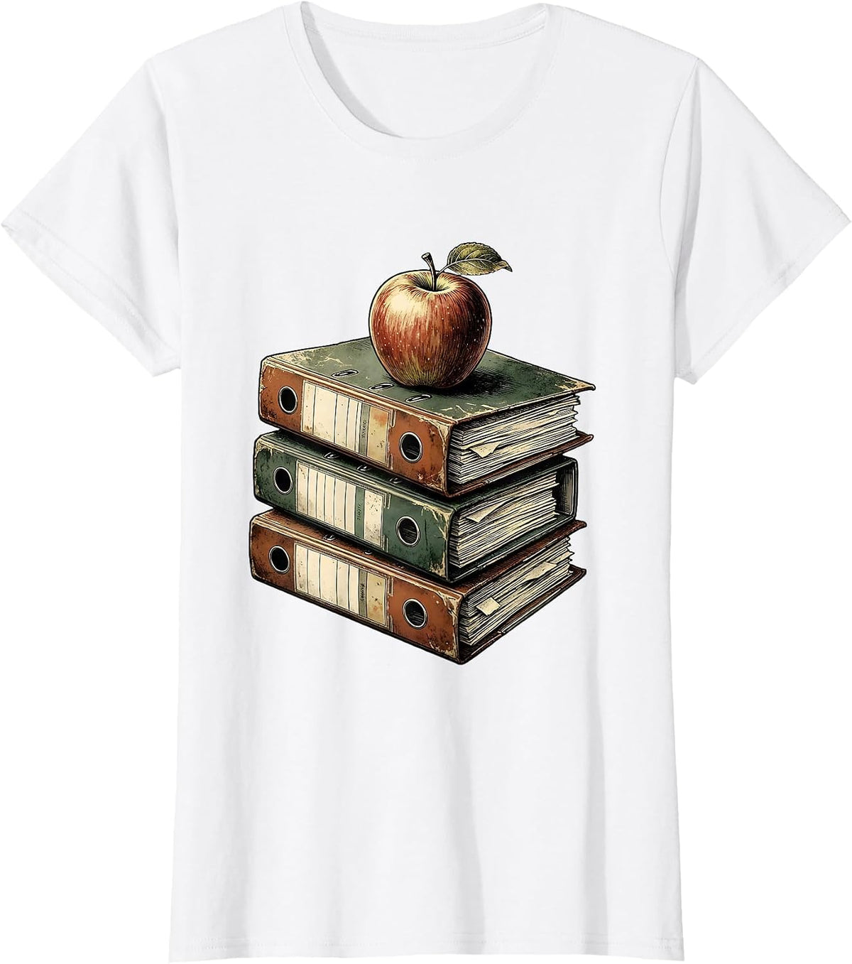 Women's Colorful Binders with Apple Paraprofessional Gift T-Shirt - White