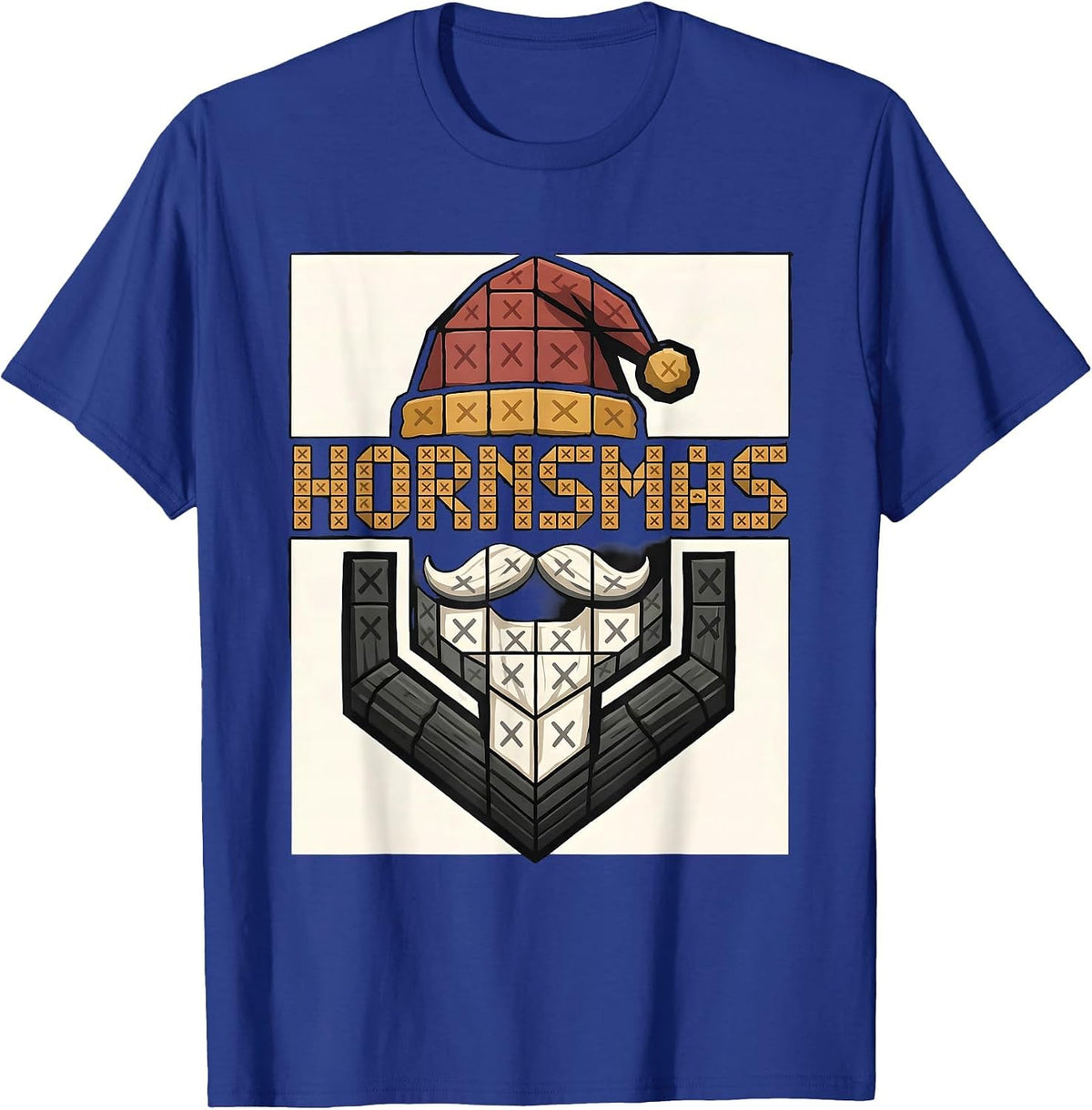 Hornsmas Cross Stitch Sampler Heavy Metal Santa Claus Parody T-Shirt - Royal Blue